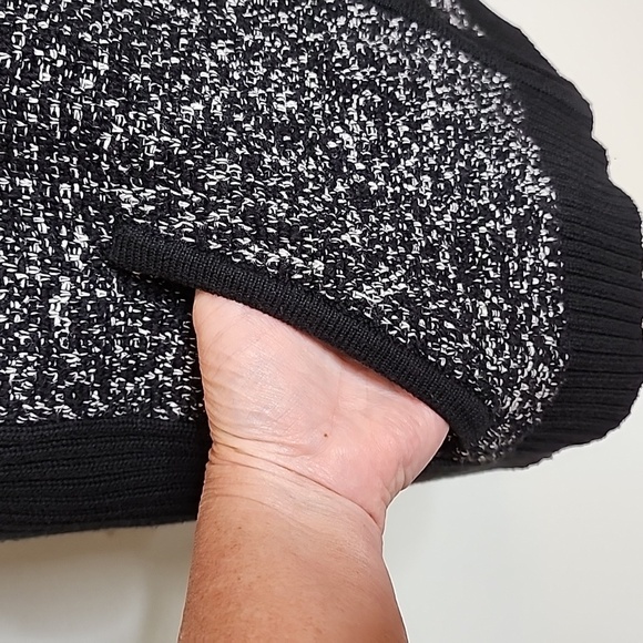 Loft Marled Black Tweed Knit Moto Jacket Sweater Embellished Spring Mobwife - Picture 10 of 15